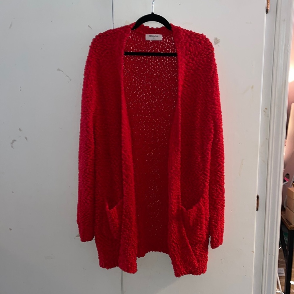 NWOT - red popcorn cardigan
